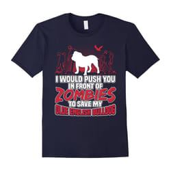 Olde English Bulldog and Zombies Halloween Gifts T Shirt-Father's Day - L
