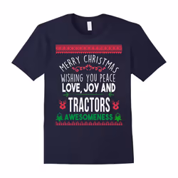 Merry Christmas peace love joy & tractor awesomeness t-shirt-Father's Day - S
