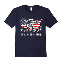Eat Sleep Fish American Flag Tee Love Fishing Shirt T Shirts-Father's Day - XXL