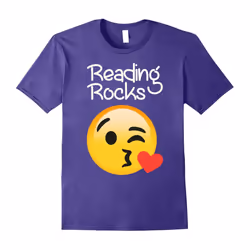 Reading Rocks Fun Teacher Reader emoji love T Shirt-Father's Day - M