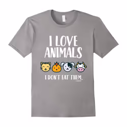 I Love Animals T-Shirt for Vegans and Vegetarians-Father's Day - XL