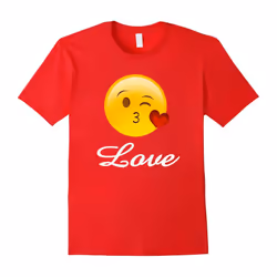 Emoji Valentines Day Shirt Heart Kiss Love Kids Women Girls-Father's Day - S