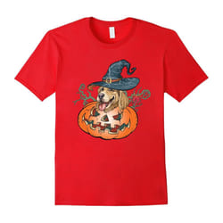 Halloween Golden Retriever Dog Lover Pumpkin T Shirt-Father's Day - XXL