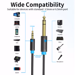 Vention 3.5mm TRS Male to 6.35mm Male Audio Cable 3M Black - Additional view 7
