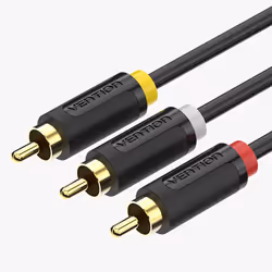 Vention 3RCA Male to 3RCA Male Cable 2M Black, 2 m, 3 x RCA, 3 x RCA, Male, Male, Black, Red, White, Yellow