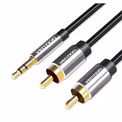 Vention 3.5mm Male to 2RCA Male Audio Cable 3M Black Metal Type, 3.5mm, Male, 2 x RCA, Male, 3 m, Black