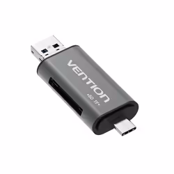 Vention USB2.0 Multi-function Card Reader Gray, MicroSD (TransFlash), SD, Grey, 480 Mbit/s, Aluminium, USB Type-A/USB Type-C/ ...