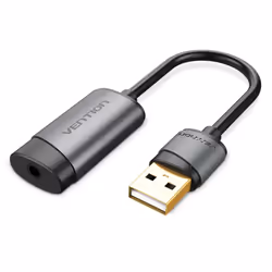 Vention USB External Sound Card 0.15M Gray Metal Type(OMTP-CTIA), 2.1 channels, 16 bit, USB