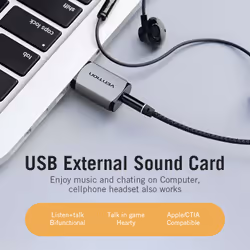 Vention USB External Sound Card Gray Metal Type(CTIA)