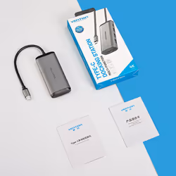 Vention Type-C to HDMI/USB3.0*3/PD Converter 0.15M Gray Metal Type