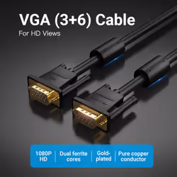 Vention VGA(3+6) Male to Male Cable with ferrite cores 2M Black
