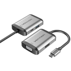 Vention Type-C to HDMI/VGA/USB3.0/PD Converter 0.15M Gray Metal Type