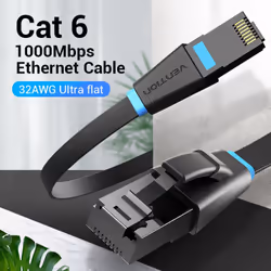Vention Flat Cat.6 UTP Patch Cable 8M Black