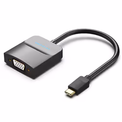 Vention Type-C to VGA Adapter 0.15M Black ABS Type, 2.0, USB Type-C, VGA (D-Sub) output, 1920 x 1080 pixels