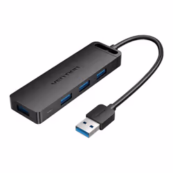 Vention 4-Port USB 3.0 Hub With Power Supply 0.5M Black, USB 3.2 Gen 1 (3.1 Gen 1) Type-A, USB 3.2 Gen 1 (3.1 Gen 1) Type-A, ...