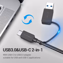 Vention 4-Port USB 3.0 Hub with USB-C & USB 3.0 2-in-1 Interface and Power Supply 0.15M ABS Type