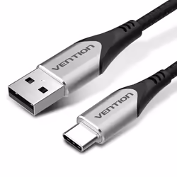 Vention Cotton Braided USB 2.0 A Male to C Male 3A Cable 0.25M Gray Aluminum Alloy Type, 0.25 m, USB A, USB C, USB 2.0, 0.48 ...