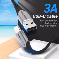Vention Cotton Braided USB 2.0 A Male to C Male 3A Cable 0.25M Gray Aluminum Alloy Type