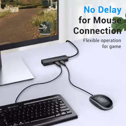 Vention 3-Port USB 2.0 Hub with 100M Ethernet Adapter 0.15M Black - Additional view 5