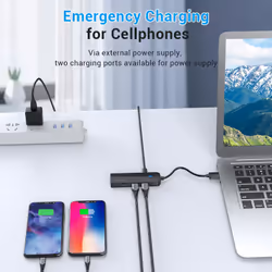 Vention 3-Port USB 2.0 Hub with 100M Ethernet Adapter 0.15M Black - Additional view 6