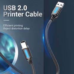 Vention USB 2.0 A Male to B Male Cable 5M Black PVC Type