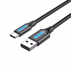 Vention USB 2.0 A Male to C Male 3A Cable 2M Black, 2 m, USB A, USB C, USB 2.0, 0.48 Gbit/s, Black