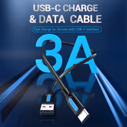 Vention USB 2.0 A Male to C Male 3A Cable 2M Black
