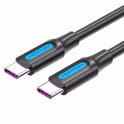Vention USB 2.0 C Male to C Male 5A Cable 1M Black PVC Type, 1 m, USB C, USB C, USB 2.0, 0.48 Gbit/s, Black