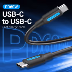 Vention USB 2.0 C Male to Male Cable 0.5M Black PVC Type