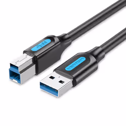 Vention USB 3.0 A Male to B Male Cable 3M Black PVC Type, 3 m, USB A, USB B, USB 3.2 Gen 1 (3.1 Gen 1), 5 Gbit/s, Black