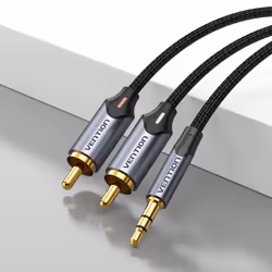 Vention 3.5MM Male to 2-Male RCA Adapter Cable 3M Gray Aluminum Alloy Type