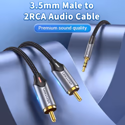 Vention 3.5MM Male to 2-Male RCA Adapter Cable 3M Gray Aluminum Alloy Type - Additional view 4