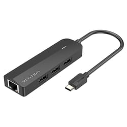 Vention USB-C to USB 2.0*3/RJ45/Micro-B HUB 0.15M Black ABS Type