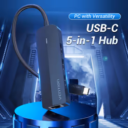 Vention USB-C to USB 2.0*3/RJ45/Micro-B HUB 0.15M Black ABS Type