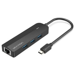 Vention USB-C to USB 3.0*3/RJ45/Micro-B HUB 0.15M Black ABS Type