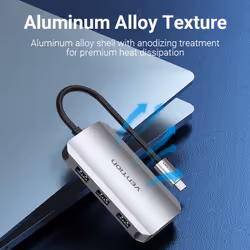 Vention USB-C to USB3.0x3/SD/TF/PD Hub 0.15M Gray Aluminum Alloy Type - Additional view 6