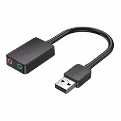 Vention 2-port USB External Sound Card 0.15M Black, 2.1 channels, 16 bit, USB