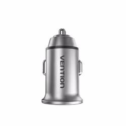 Vention Two-Port USB A+A(30+30) Car Charger Gray Mini Style Aluminium Alloy Type - Additional view 4