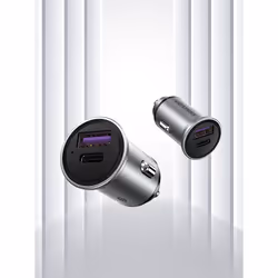 Vention Two-Port USB A+A(30+30) Car Charger Gray Mini Style Aluminium Alloy Type - Additional view 7