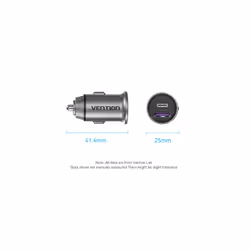 Vention Two-Port USB A+A(30+30) Car Charger Gray Mini Style Aluminium Alloy Type - Additional view 8
