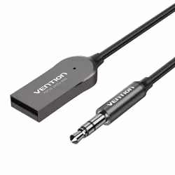 Vention USB Car Bluetooth5.0 Audio Receiver With Coiled Cable 1.5M Gray Zinc Alloy Type, USB, A2DP, HFP, 10 m, SBC/AAC, Polyu ...