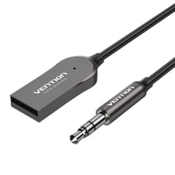 Vention USB Car Bluetooth5.0 Audio Receiver With Coiled Cable 1.5M Gray Zinc Alloy Type
