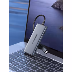 Vention USB-C to HDMI/USB 3.0x3/SD/TF Docking Station Aluminum Alloy Type 0.15M Gray