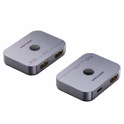 Vention 2-Port Bi-Directional 8K HDMI Switcher Gray Aluminium Alloy Type, HDMI, USB Type-C, Aluminium, Grey, 60 Hz, 1280p, 21 ...