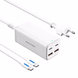Vention 4-Port USB (C + C + A + A) GaN Charger (100W/100W/18W/18W) EU-Plug White, Indoor, AC, 1.5 m, White