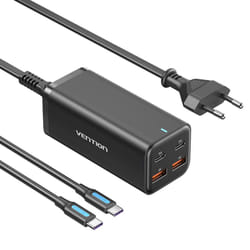 Vention 4-Port USB (C + C + A + A) GaN Charger (100W/100W/18W/18W) EU-Plug Black