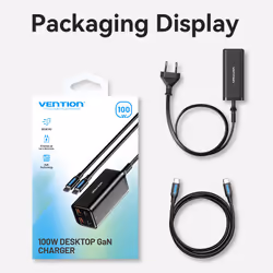 Vention 4-Port USB (C + C + A + A) GaN Charger (100W/100W/18W/18W) EU-Plug Black