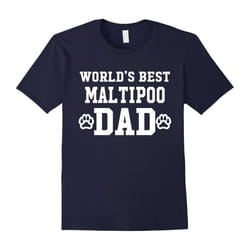 World's Best Maltipoo Dad Dog Lover Pawprint T-Shirt-Father's Day - L