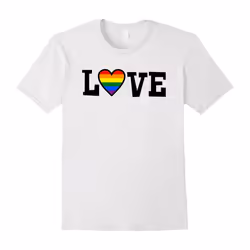 Pride March Love LGBTQ Black Font Rainbow Heart Shirt-Father's Day - XXXL