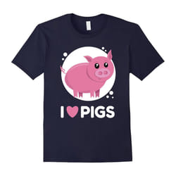 I Love Pigs Cute Miniature Baby Pig T-shirt-Father's Day - XL